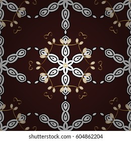 Seamless oriental ornament in the style of baroque. Traditional classic golden vector pattern on brown background with golden elements.
