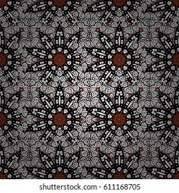 Seamless oriental ornament in the style of baroque. Traditional classic white pattern. Vector oriental ornament. Golden pattern on background with white elements.