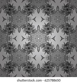 Seamless oriental ornament in the style of baroque. Vector traditional classic dim seamless pattern on gray background.