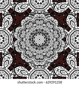 Seamless oriental ornament in the style of baroque. Traditional classic vector white seamless pattern. White elements on brown background.