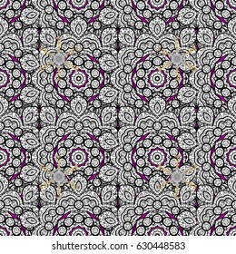 Seamless oriental ornament in the style of baroque. Traditional classic vector white seamless pattern. White elements on magenta background.