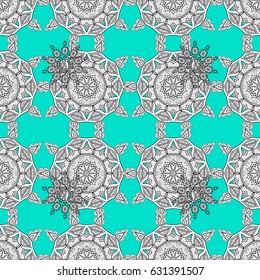Seamless oriental ornament in the style of baroque. Traditional classic white vector pattern on blue background with white elements.