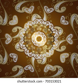 Seamless oriental ornament in the style of baroque. Vector traditional classic golden seamless pattern on background.