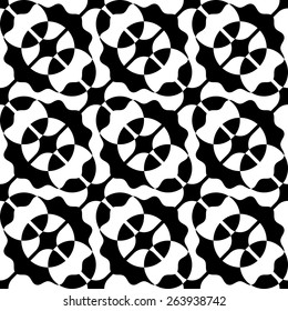 Seamless Oriental Ornament. Vector Ring Pattern. Abstract Monochrome Background