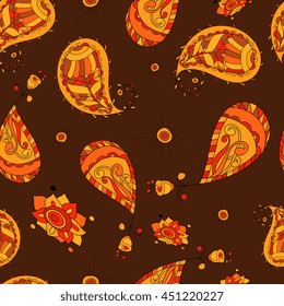 Seamless oriental ornamental pattern picture with print cucumbers. Vector