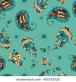 Seamless oriental ornamental pattern picture with print cucumbers. Vector