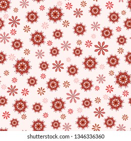 Seamless oriental ornamental pattern. Vector laced decorative background with round floral and geometric ornament. Repeating mosaic tiles with mandala. Indian or Arabic motive