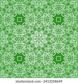 Seamless oriental ornamental pattern. Vector laced decorative background with floral and geometric ornament
