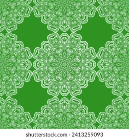 Seamless oriental ornamental pattern. Vector laced decorative background with floral and geometric ornament