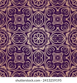 Seamless oriental ornamental pattern. Vector laced decorative background with floral and geometric ornament