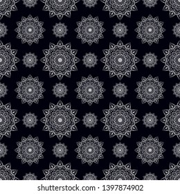 Seamless oriental ornamental pattern.Repeating mosaic tiles with mandala. Indian or Arabic motive