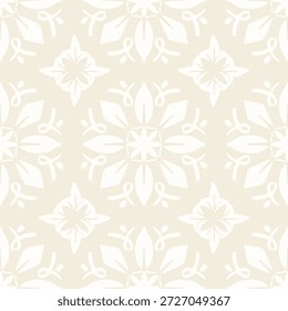 Seamless oriental pattern with arabesques and floral elements. Traditional classic ornament. Beige background.