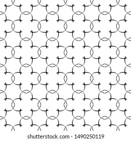 Seamless oriental pattern with Arabic ornaments. Black lines on a white background.