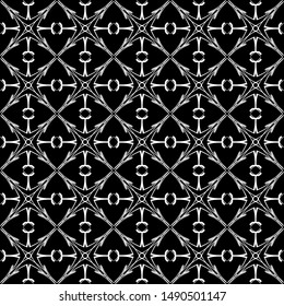Seamless oriental pattern with Arabic ornaments.  White lines on a black background.
