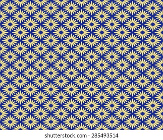 Seamless Oriental Pattern of Daisy Flowers in Diamond Shapes.