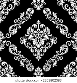 Patrón oriental sin foco. Papel tapiz de Damask. Resumen de un patrón impecable con adorno. Motivo turco, indio, islam, árabe.