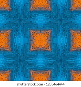 Seamless oriental pattern with decorative patchwork tiles. Freehand drawing. Background for packaging paper, fabric design and fashion, surface design. Based on SELF MADE acrylic art works.