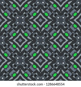Seamless oriental pattern with decorative patchwork tiles. Freehand drawing. Background for packaging paper, fabric design and fashion, surface design. Based on SELF MADE acrylic art works.