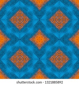 Seamless oriental pattern with decorative patchwork tiles. Freehand drawing. Background for packaging paper, fabric design and fashion, surface design. Based on SELF MADE acrylic art works.