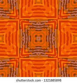 Seamless oriental pattern with decorative patchwork tiles. Freehand drawing. Background for packaging paper, fabric design and fashion, surface design. Based on SELF MADE acrylic art works.