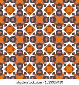 Seamless oriental pattern with decorative patchwork tiles. Freehand drawing. Background for packaging paper, fabric design and fashion, surface design. Based on SELF MADE acrylic art works.