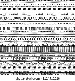 Seamless oriental pattern. Ethnic monochrome vector background. 