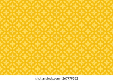 Seamless Oriental Pattern of Flowers of Geometric Shapes, Yellow Color