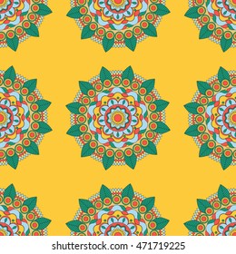 Seamless oriental pattern. Indian floral frame. Vector illustration