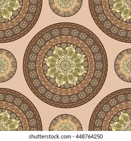 Seamless oriental pattern with mandalas