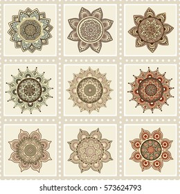 Seamless oriental pattern with mandalas