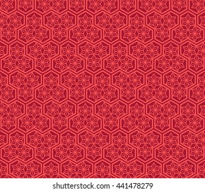 Seamless Oriental Pattern mimicking the shape of Scales on Eastern  Armor. Decorated with Floral Pattern.  Also Called "Bishamon" in Japanese Culture.