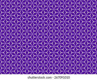 Seamless Oriental Pattern of Purple Flowers With Six Diamond Petals.