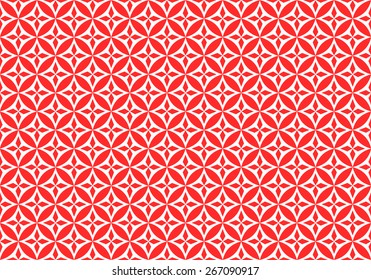 Seamless Oriental Pattern of Red Flower of  Four Petals.