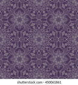 Seamless oriental pattern in silver gray & purple. 