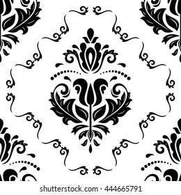 Seamless oriental pattern in the style of baroque. Traditional classic vector ornament. Black and white pattern