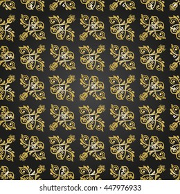 Seamless oriental pattern in the style of baroque. Traditional classic vector ornament. Brown and golden pattern. Black and golden pattern