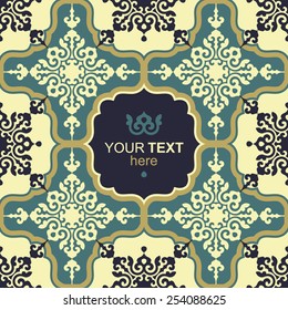 Seamless oriental pattern with title template