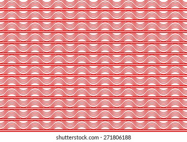Seamless Oriental Pattern of Waves in Stripes. Red Color.