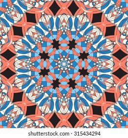 Seamless Oriental Print. Mandala. Round Ornament Pattern. Vintage decorative elements. Hand drawn background. Islamic, Arabic, Indian, Ottoman, Asian motifs. Mandala seamless abstract design.