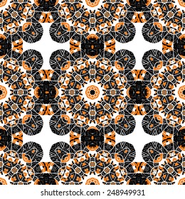 Seamless oriental tiled pattern. Stylized flowers endless wallpaper.