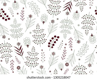 Seamless  oriental vector floral pattern on dark background