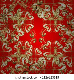 Seamless. Oriental vector pattern with arabesques and floral elements. Traditional classic on blue, white and brown colors ornament element. Vintage pattern with arabesques.