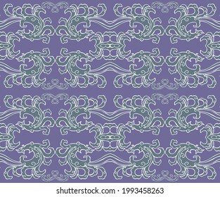 Seamless Oriental Vector Pattern. Traditional floral pattern for fabric, wallpapers and backgrounds. Ornamental creatures, plants and animals.
