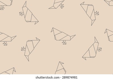 Seamless origami pattern with linear paper doves. Can be used for web page backgrounds, surface textures, background on business cards or poster, wallpapers, print on textiles.