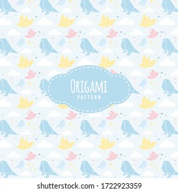 Nahtloses Origami-Muster mit pastellfarbener Farbe. Cute-Hintergrund kann für süße Tapeten, Babymode, Poster usw. verwendet werden