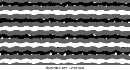 Seamless original pattern. Long color stripe, waves. Vector abstract hand drawing with stripes of acrylic paints and brushes