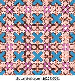 Seamless original pattern in pastel colors with stylized lilac flowers. Vector illustration