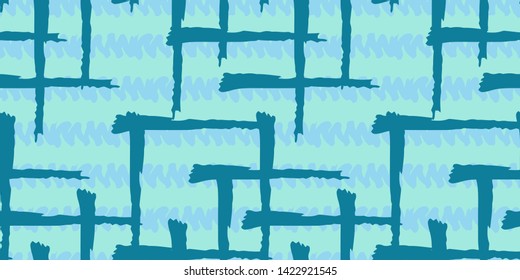 Seamless original pattern. Vector abstract hand drawing with stripes of acrylic paints and brush