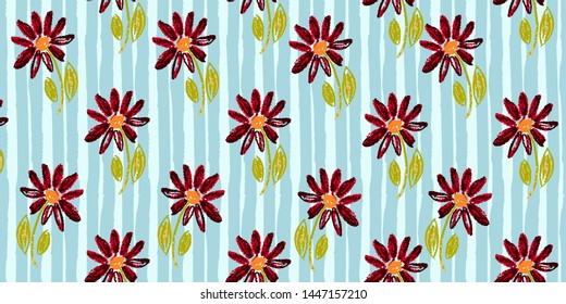 Seamless original pattern. Vector abstract hand drawing with stripes of acrylic paints and brush