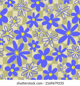 Patrón vectorial gráfico sin fisuras de estilo hippie original con flores y jaulas. Diseño de moda para su textil y tejido, envoltura, cualquier superficie.